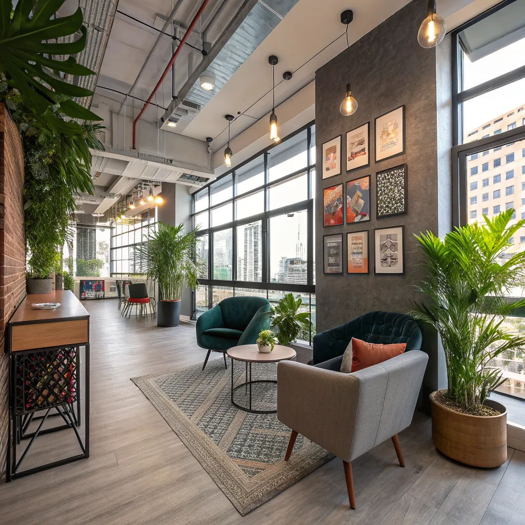 Modern coworking space with stylish decor